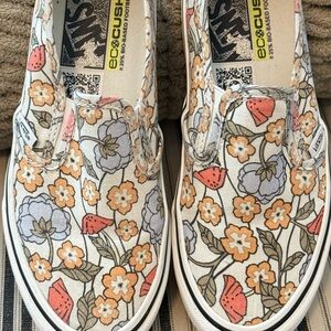 Vans Floral Slip-On in Cream, Orange & Purple